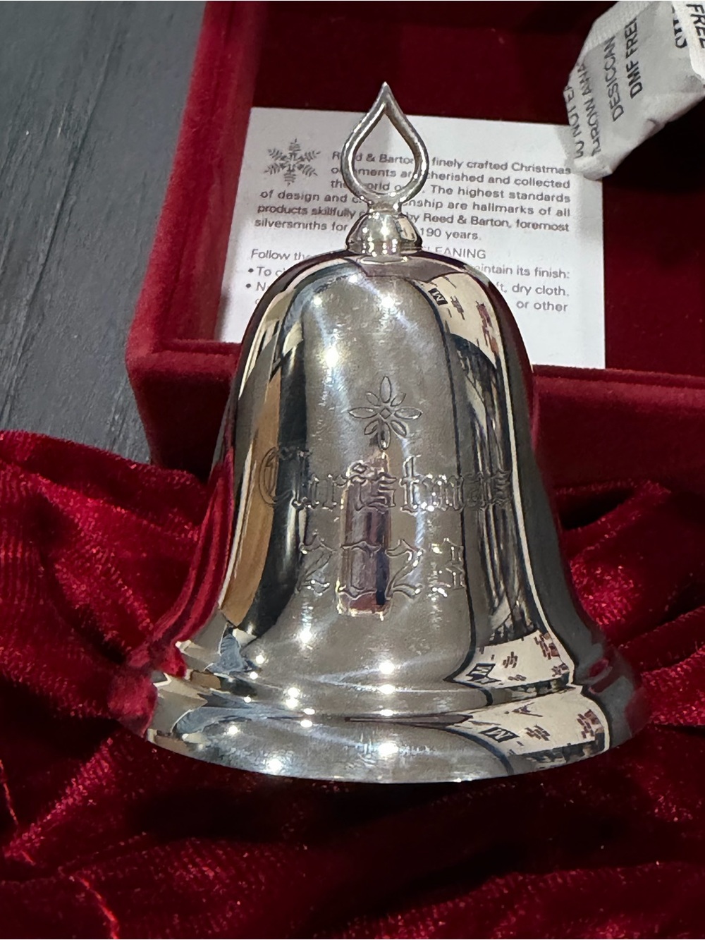 Reed & Barton Polished Silver Holiday Bell Ornament